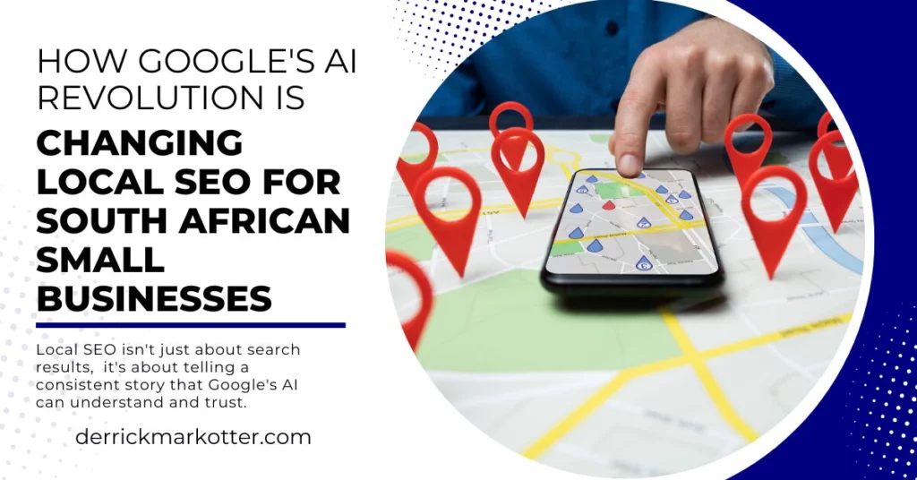 A map of a South African city with content ideas pinned to specific locations, symbolizing a hyper-local content strategy for SEO.