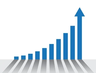A graphic showing product line growth/scaling with arrows.