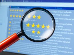 Magnifying glass over customer reviews