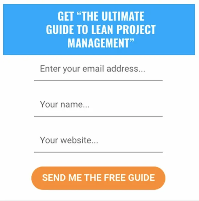 An example of a website pop-up form offering a free guide or resource (lead magnet) for an email sign-up.