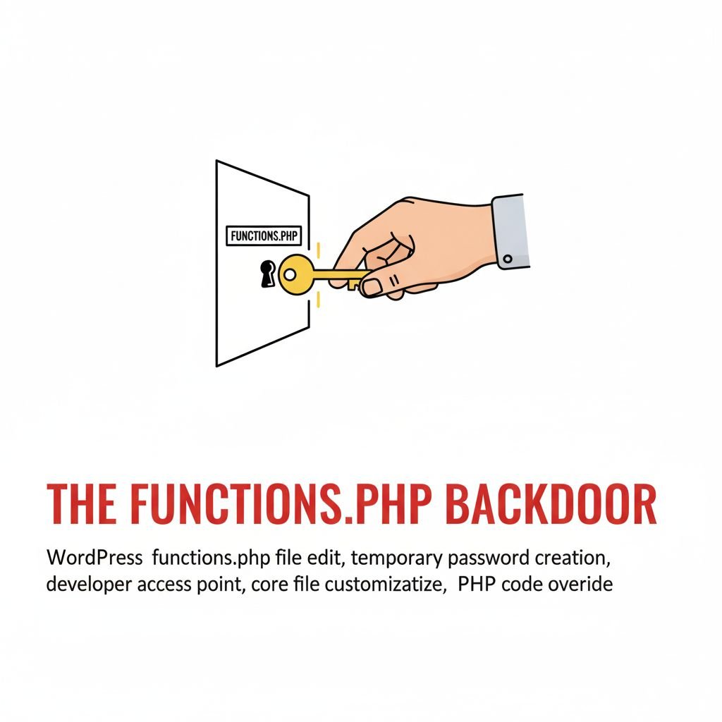 WordPress functions.php file edit, temporary password creation, developer access point, core file customization, PHP code override