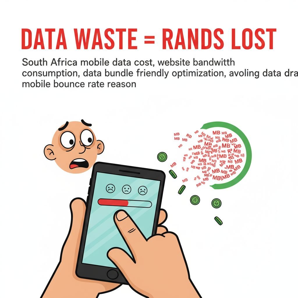 South Africa mobile data cost, website bandwidth consumption, data bundle friendly optimization, avoiding data drain, mobile bounce rate reason