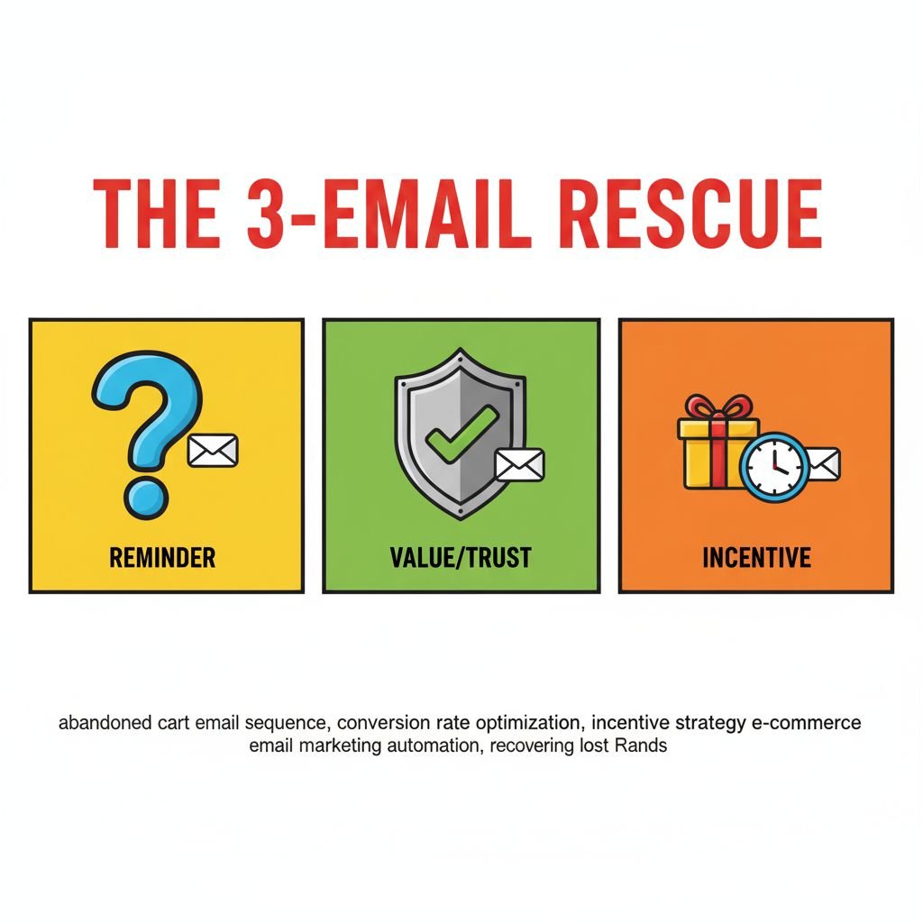 abandoned cart email sequence, conversion rate optimization, incentive strategy e-commerce, email marketing automation, recovering lost Rands