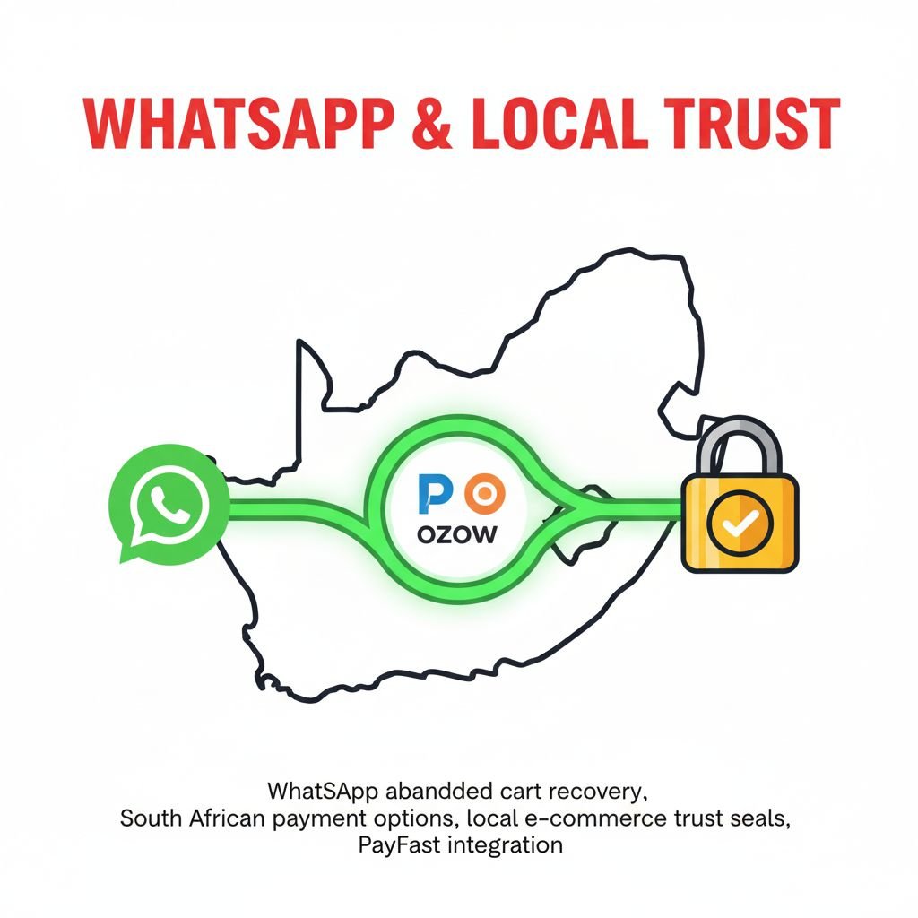 WhatsApp abandoned cart recovery, South African payment options, local e-commerce trust seals, multi-channel marketing, PayFast integration