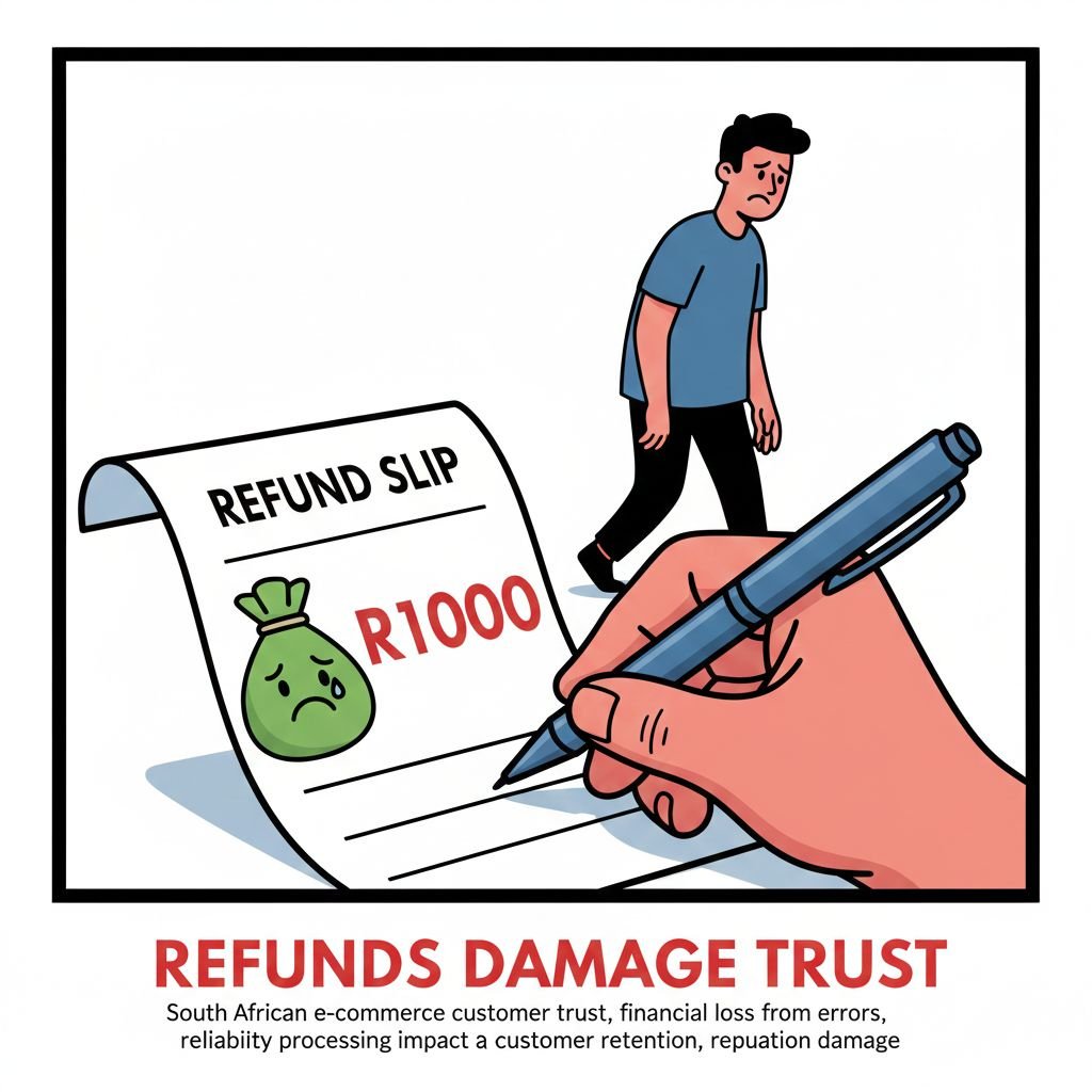 South African e-commerce customer trust, financial loss from errors, refund processing impact, reliability and customer retention, reputation damage